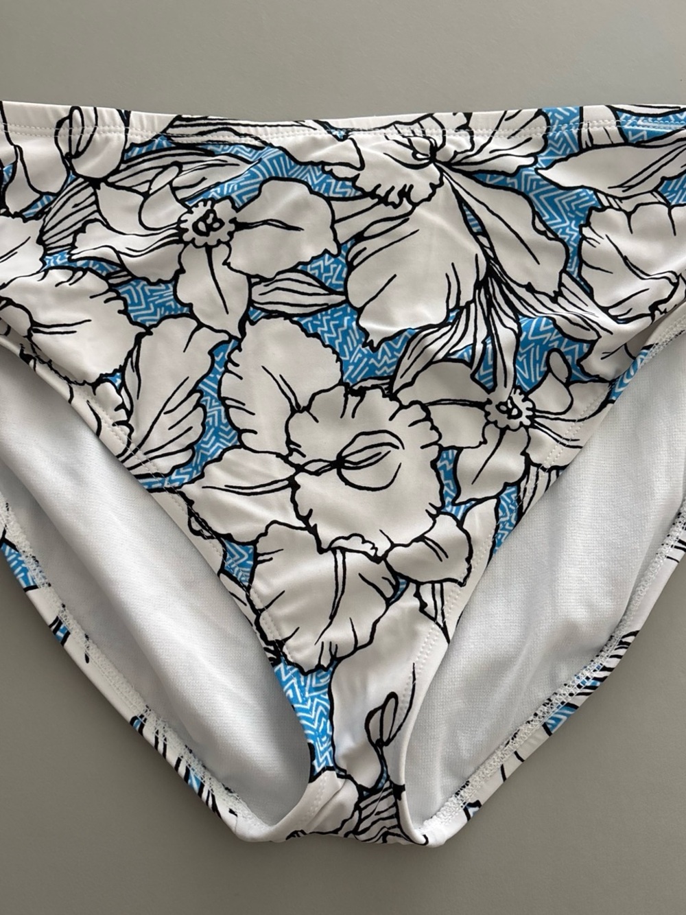 Women's Blue & White Floral Bikini Bottoms